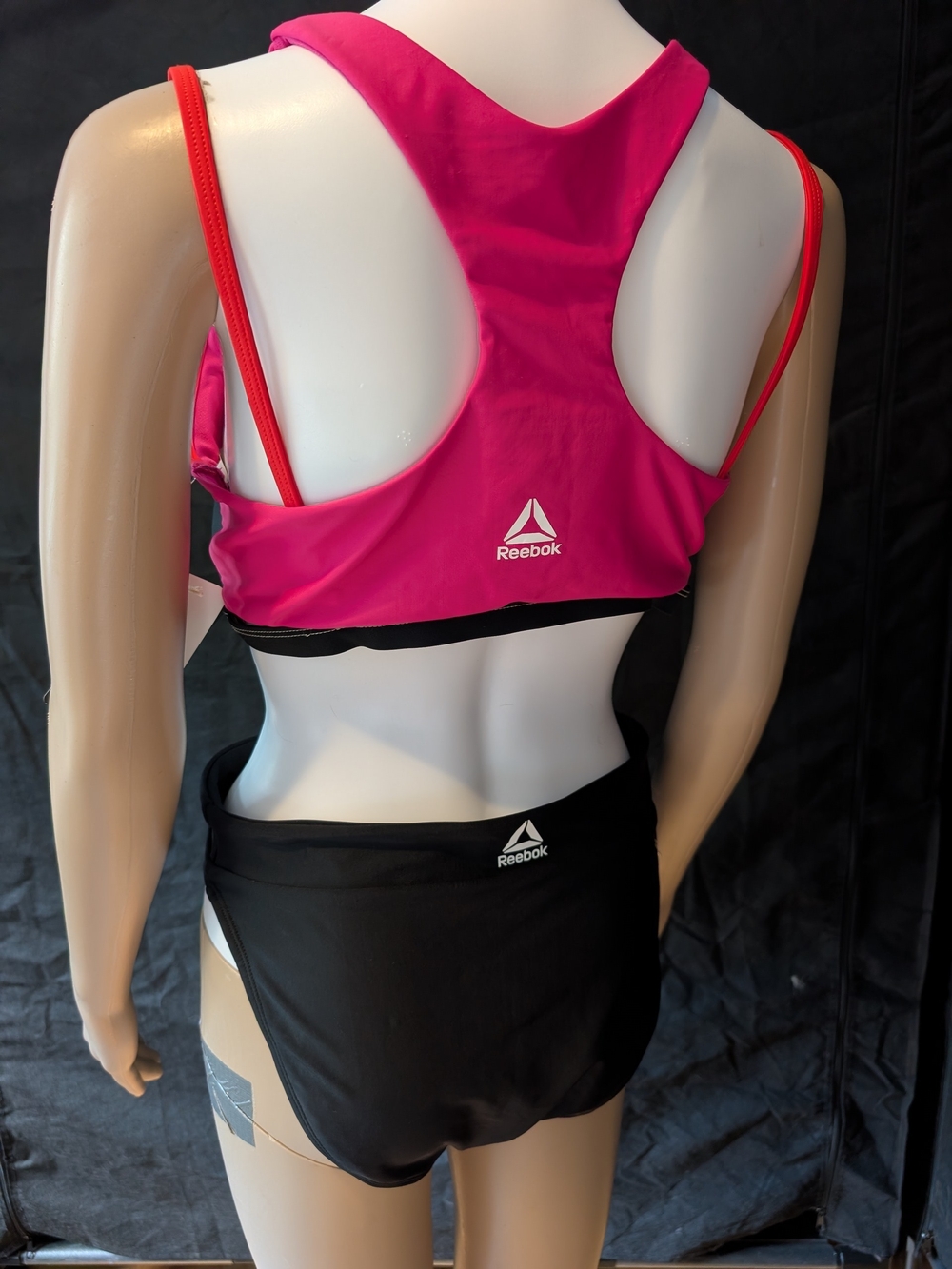 Reebok Black Swim Bikini Set with Bright Pink Trim - Picture 3 of 4